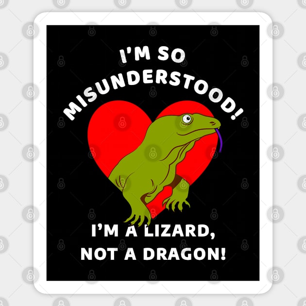 🦎 I'm a Lizard, Not a Dragon, Misunderstood Komodo Dragon Sticker by Pixoplanet